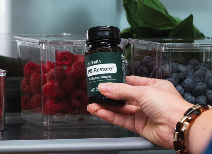 PB Restore with fruit in the background